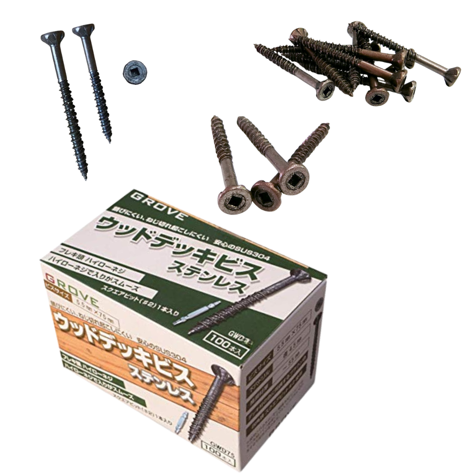 GROVEステンレスウッドデッキビス(SUS304)ブラウン色