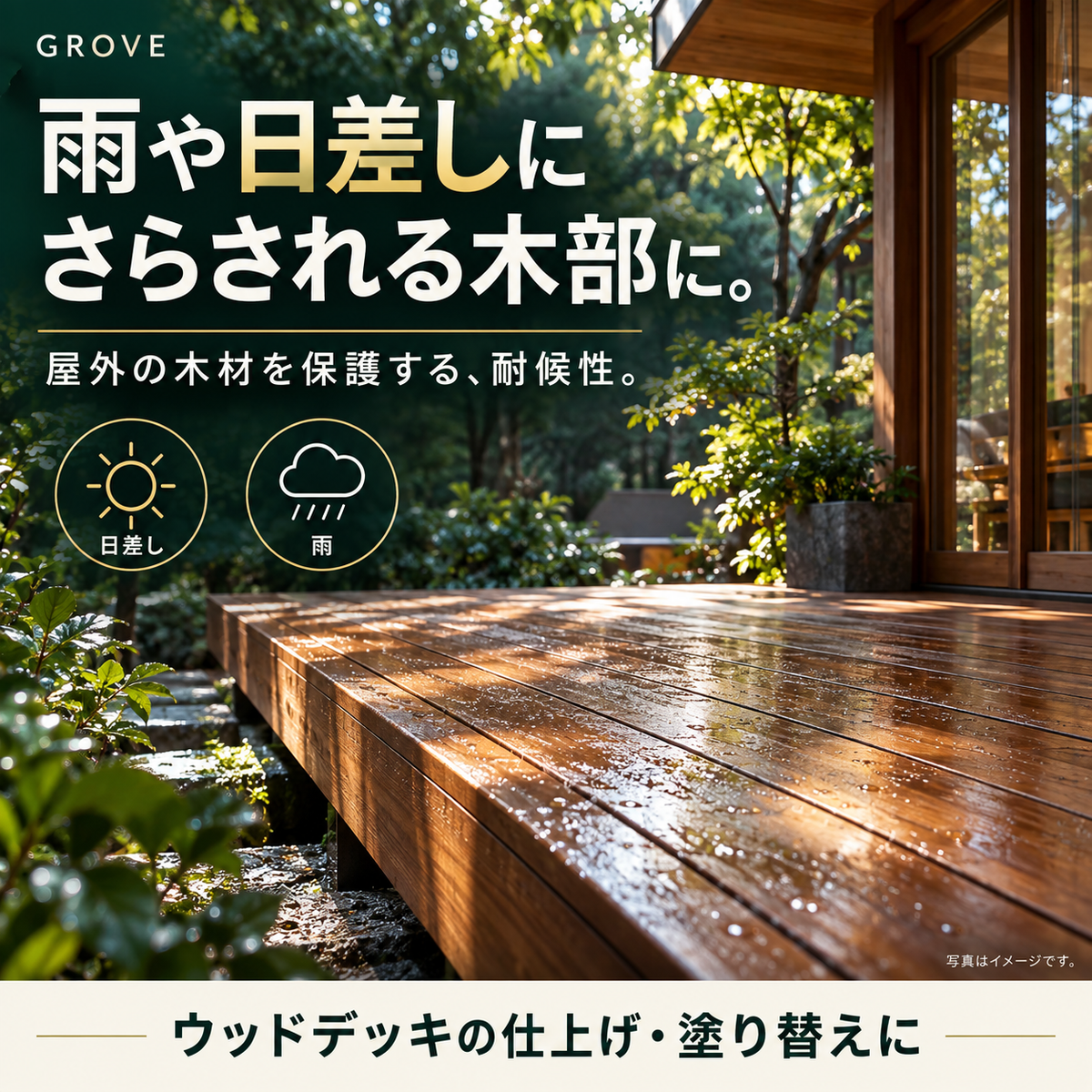 ウッドデッキ用木材保護塗料GROVE